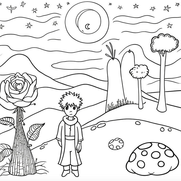 Conte Le petit Prince en coloriage