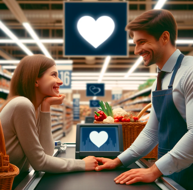 Activité à partir d'une publicité qui parle d'amour au supermarché.
