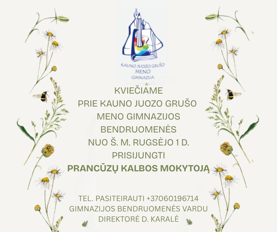 [Offre d'emploi/ Kaunas] Collège d'art Juozas Grušas