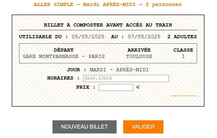 Billet SNCF Acheteur