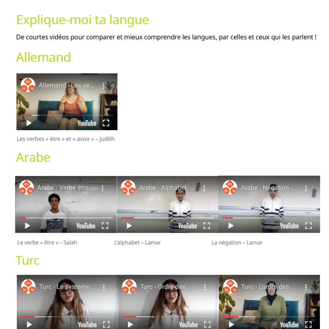 Vidéos Explique-moi ta langue