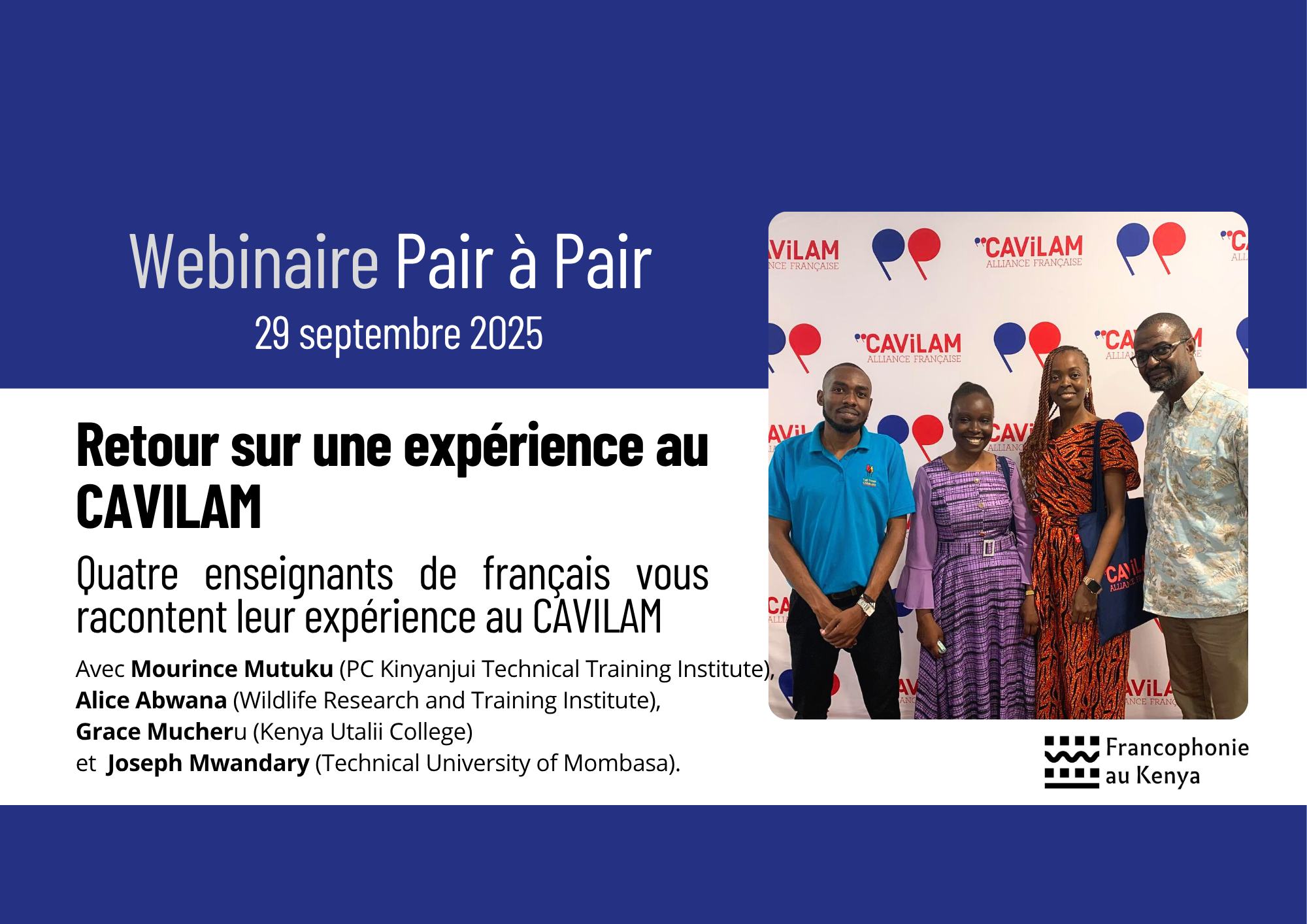 Webinaire Pair à Pair - L'expérience au CAVILAM de quatre enseignants kenyans