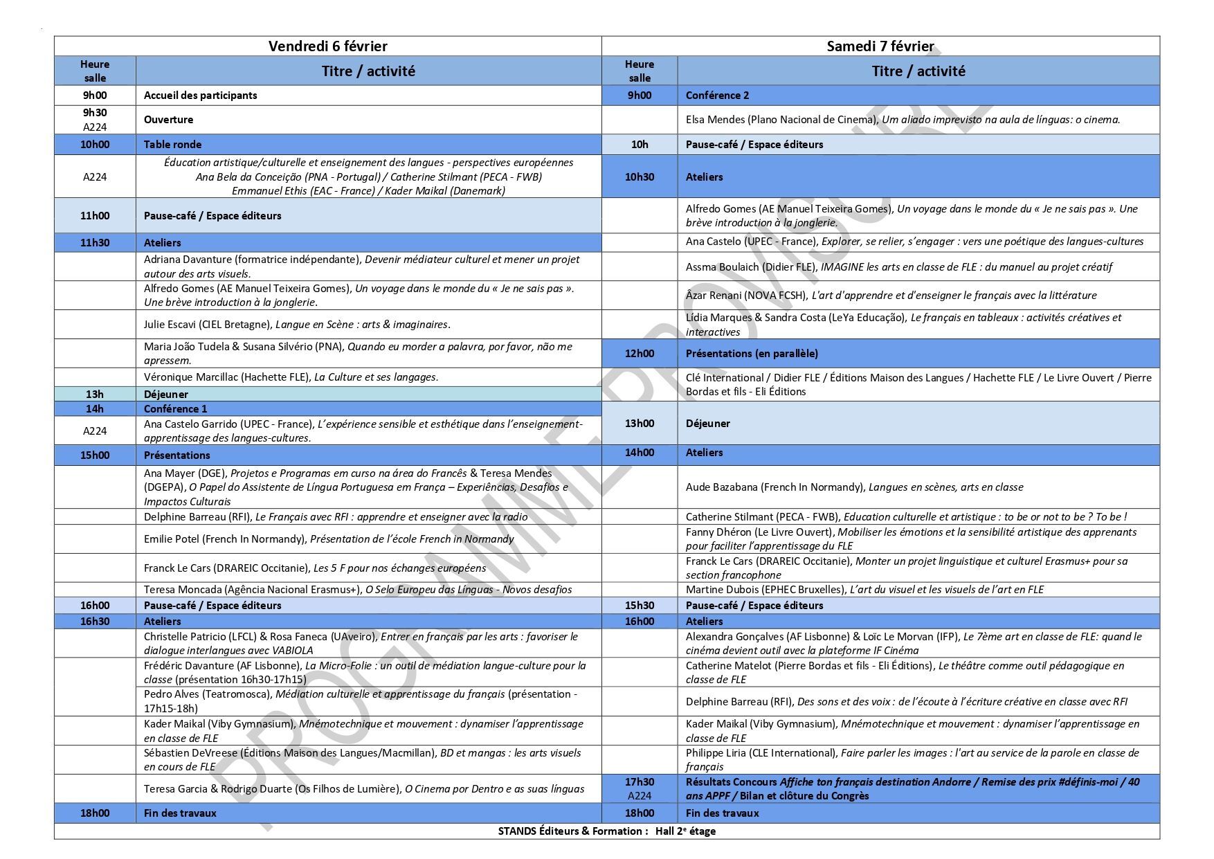 Programme congrès APPF