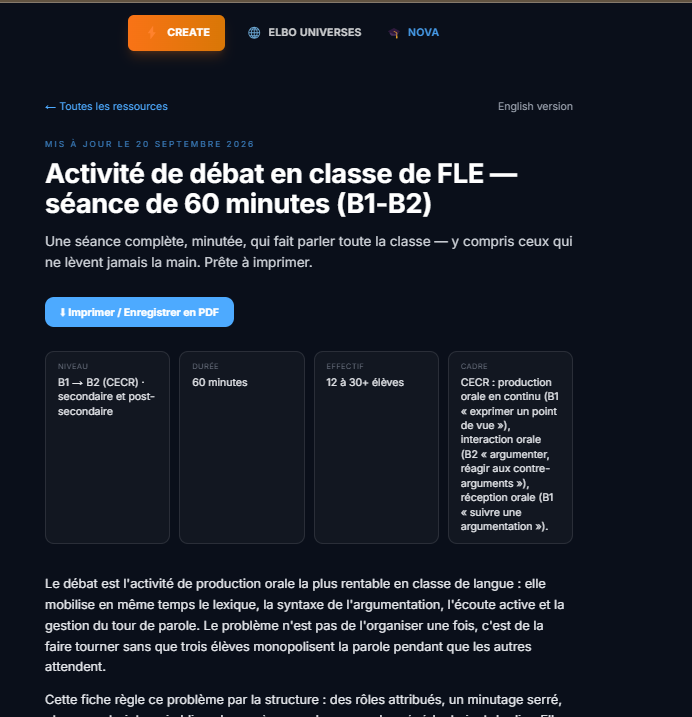 Aperçu de la fiche : séance de débat en classe de FLE, B1-B2