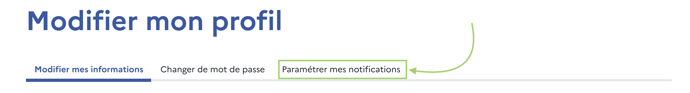 Menu paramétrer mes notifications