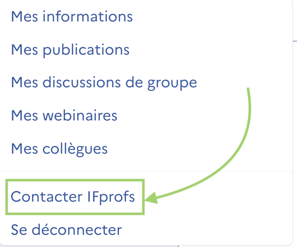 Menu profil Contacter IFprofs